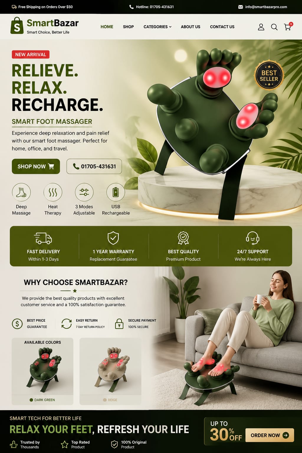Rechargeable Electric Foot & Leg Massager - Image 3
